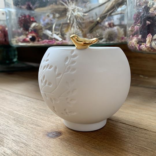 Porcelánový svícen na čajovou svíčku Raeder zlatý ptáček