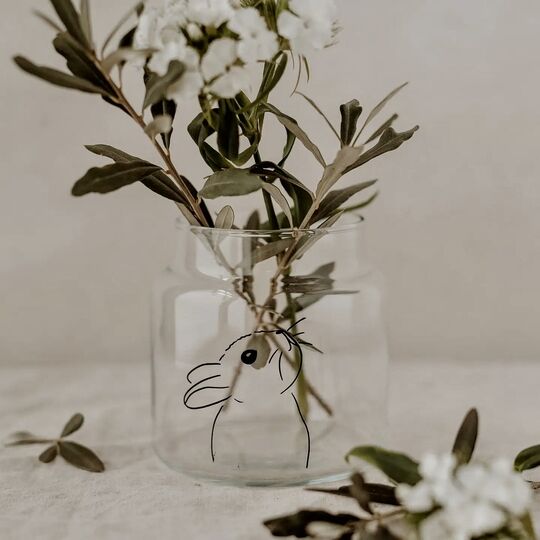 Skleněná vázička / svícen se zajíčkem