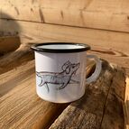 Smaltovaný hrníček, motiv pejsek a kočička