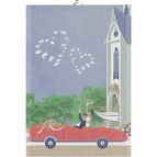 Svatební pár v autě