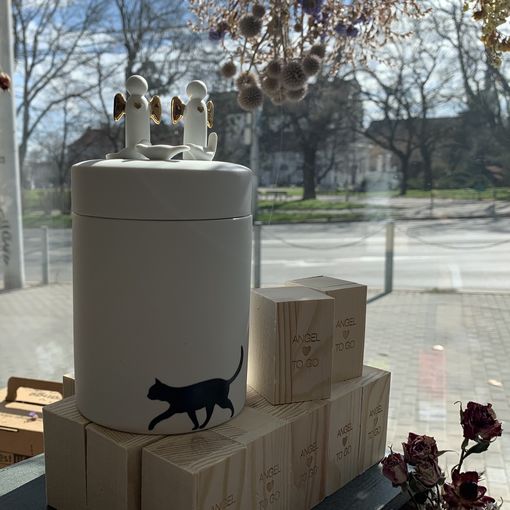 Porcelánová dóza s černou kočkou Raeder