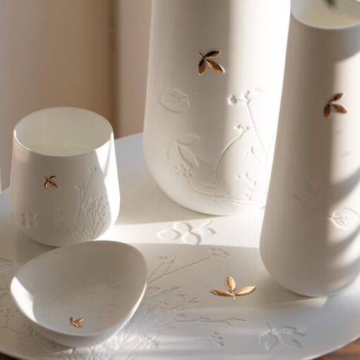 Porcelánový svícen Zlatý list räder