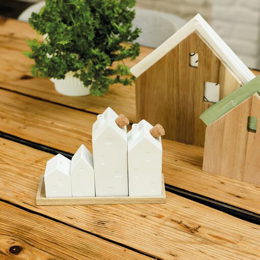 Cruet set domečky, dochucovací souprava na stůl
