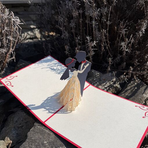 3D přání rozkládací - Láska a svatba