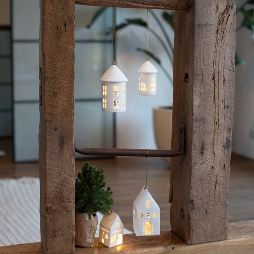 Závěsný porcelánový domeček kulatý, malý/velký Raeder